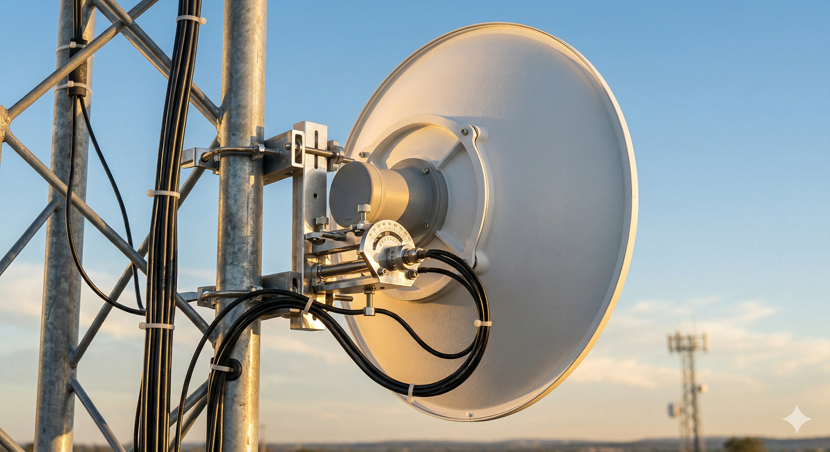 Mokna.ai — climber working aloft on tower steel and rigging