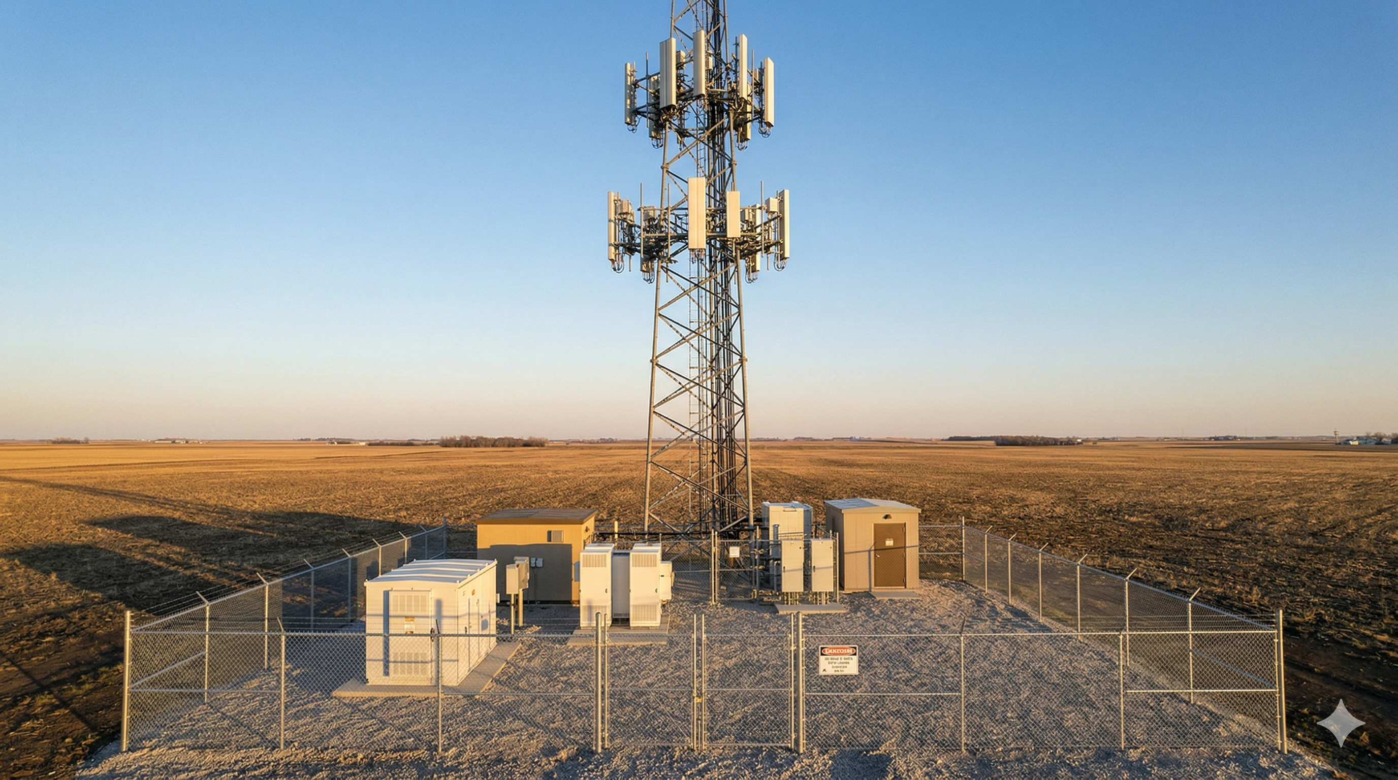 Mokna.ai — completed tower project with antennas and transmission lines